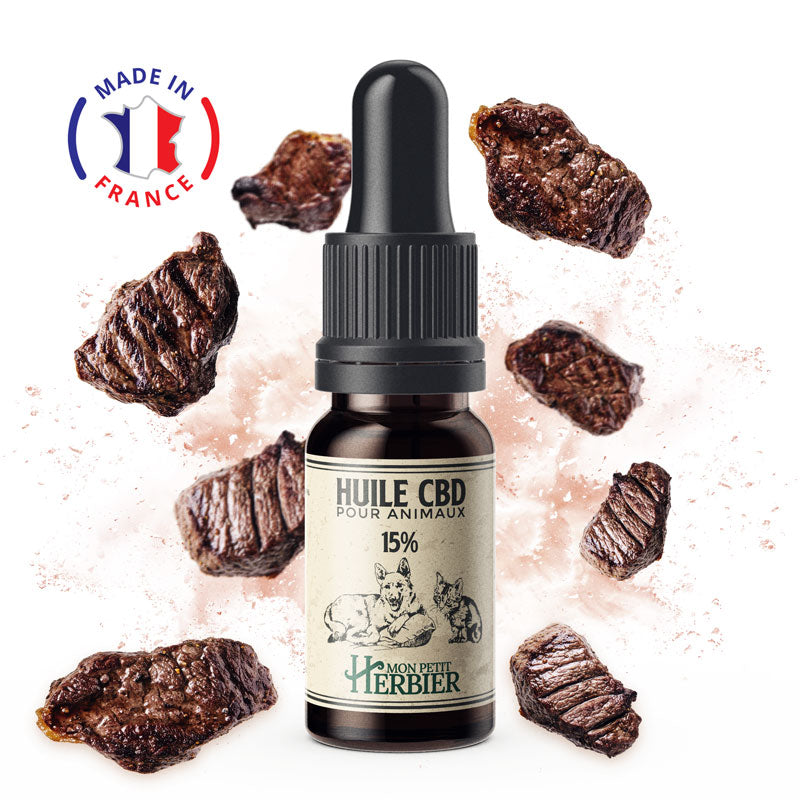 Huile CBD Pour Animaux 15% Boeuf - Mon Petit Herbier