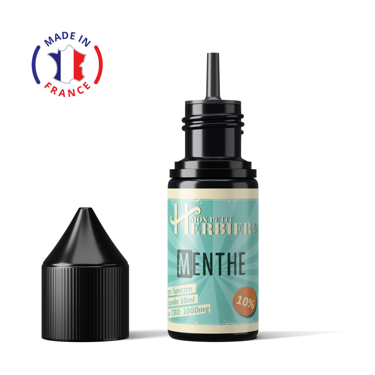 E-liquide CBD Menthe 10% bouteille décapuchonné - Mon Petit Herbier 